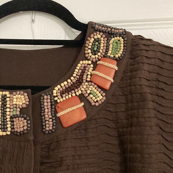 Perfect Condition Autumn Fall Weather Beaded Collar Swing Jacket with Snaps - Picture 2 of 7